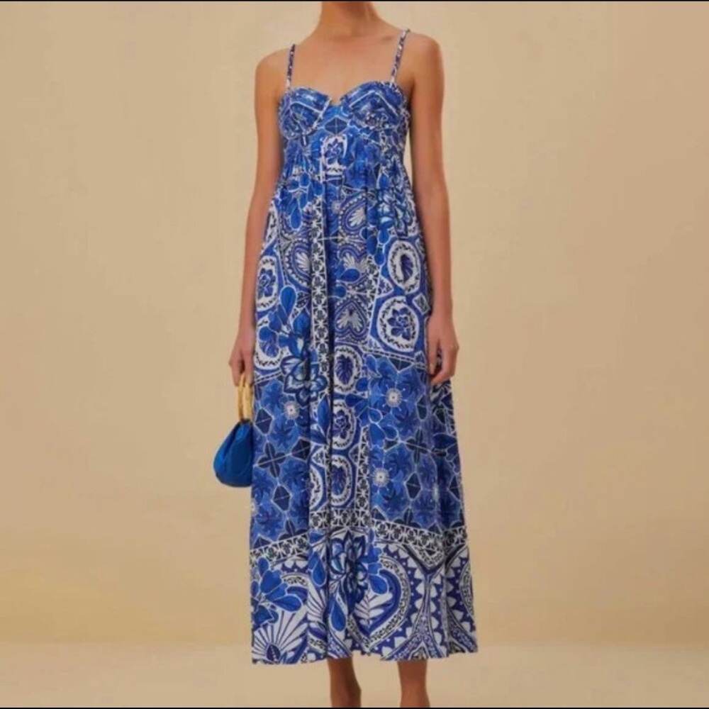 Blue Tile Dream Sleeveless Maxi Dress